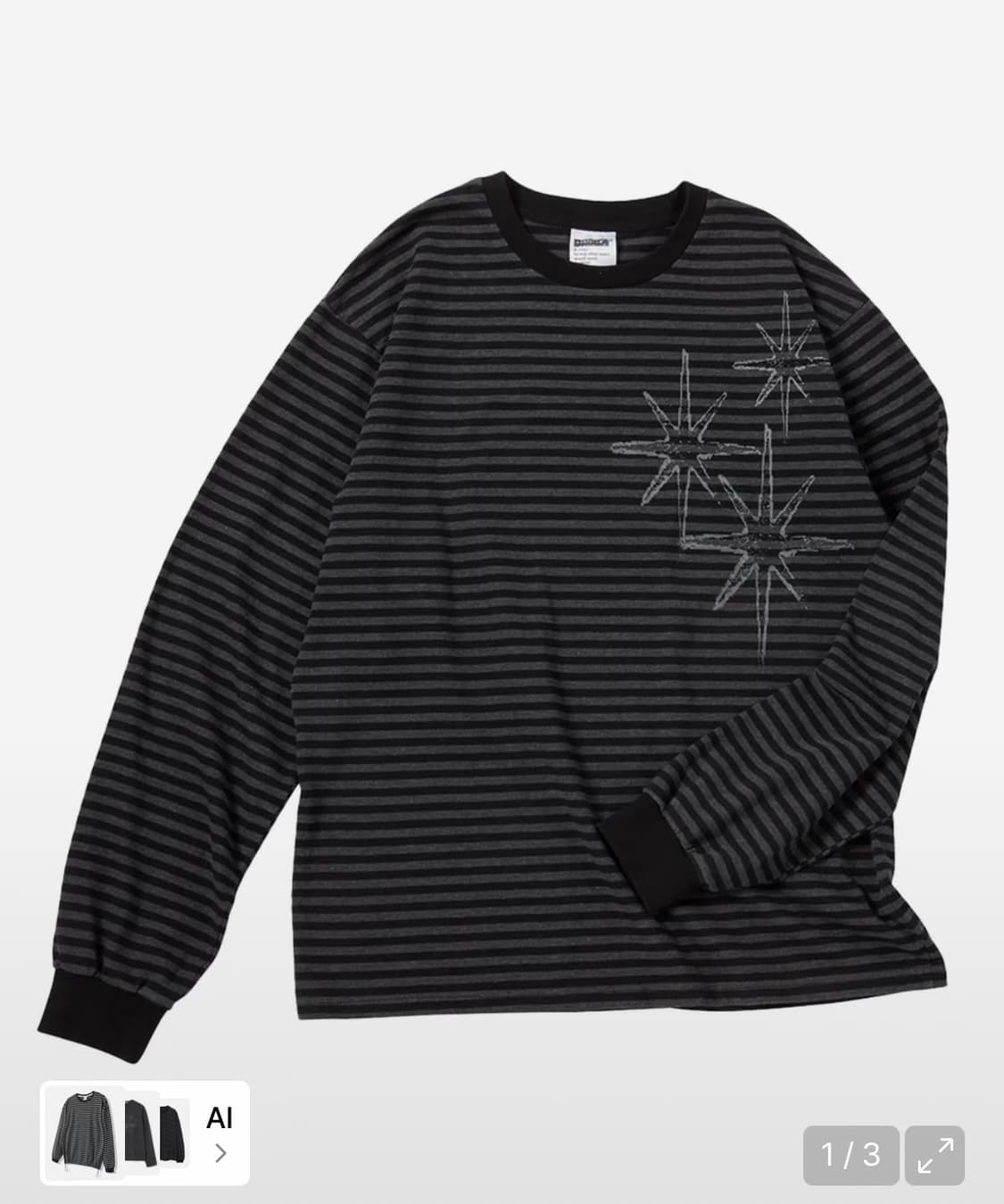 언타이틀 스테리나잇 스몰 스트라이프 롱 슬리브 블랙차콜 상품이미지1