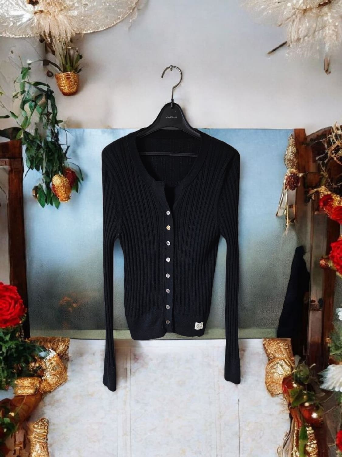 앳코너 울 100 여성 니트 블랙 가디건 M / 상태 좋음 상품이미지1