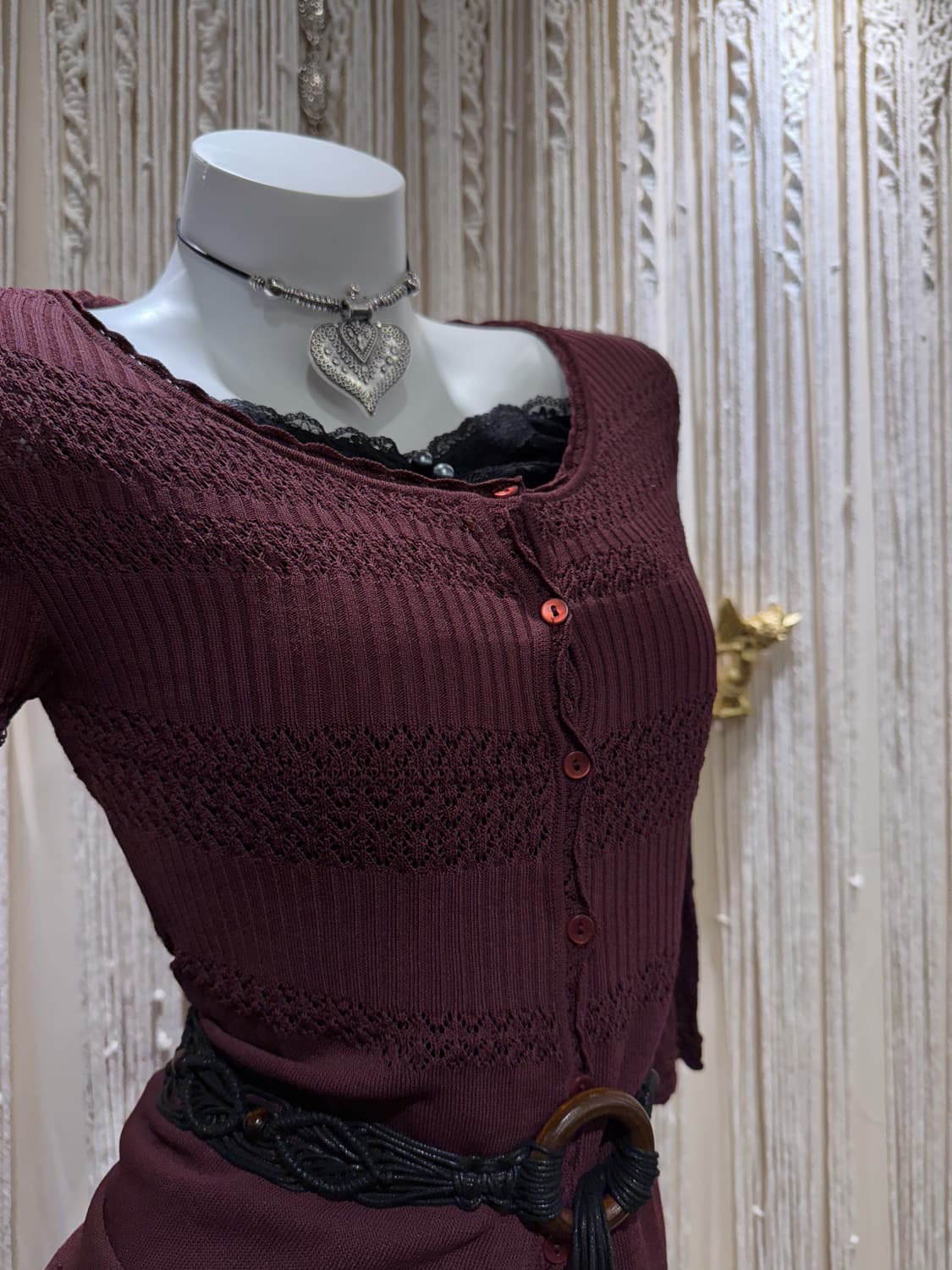 Burgundy Crochet Cardigan 0068 상품이미지2