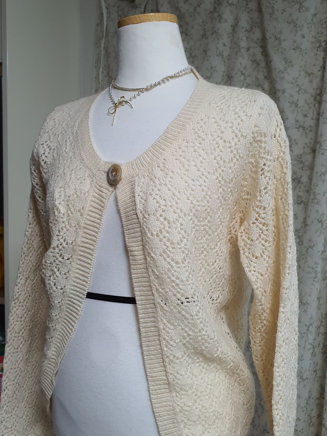 [일본빈티지] 아이보리 펀칭 니트 가디건 상품이미지2