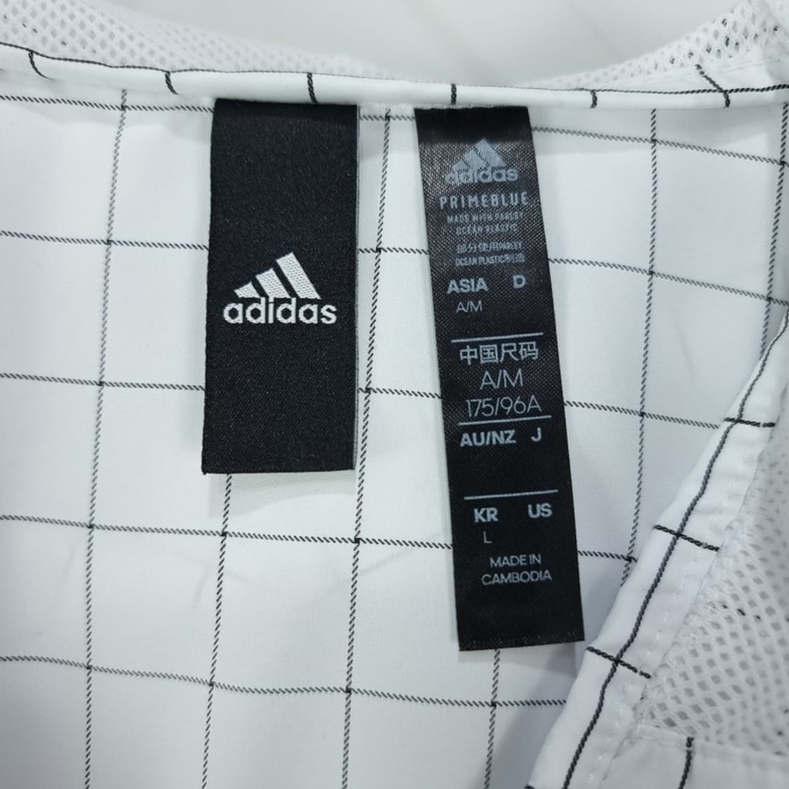 [아디다스] 체크 패턴 후드 바람막이 자켓 화이트 M18488 상품이미지8