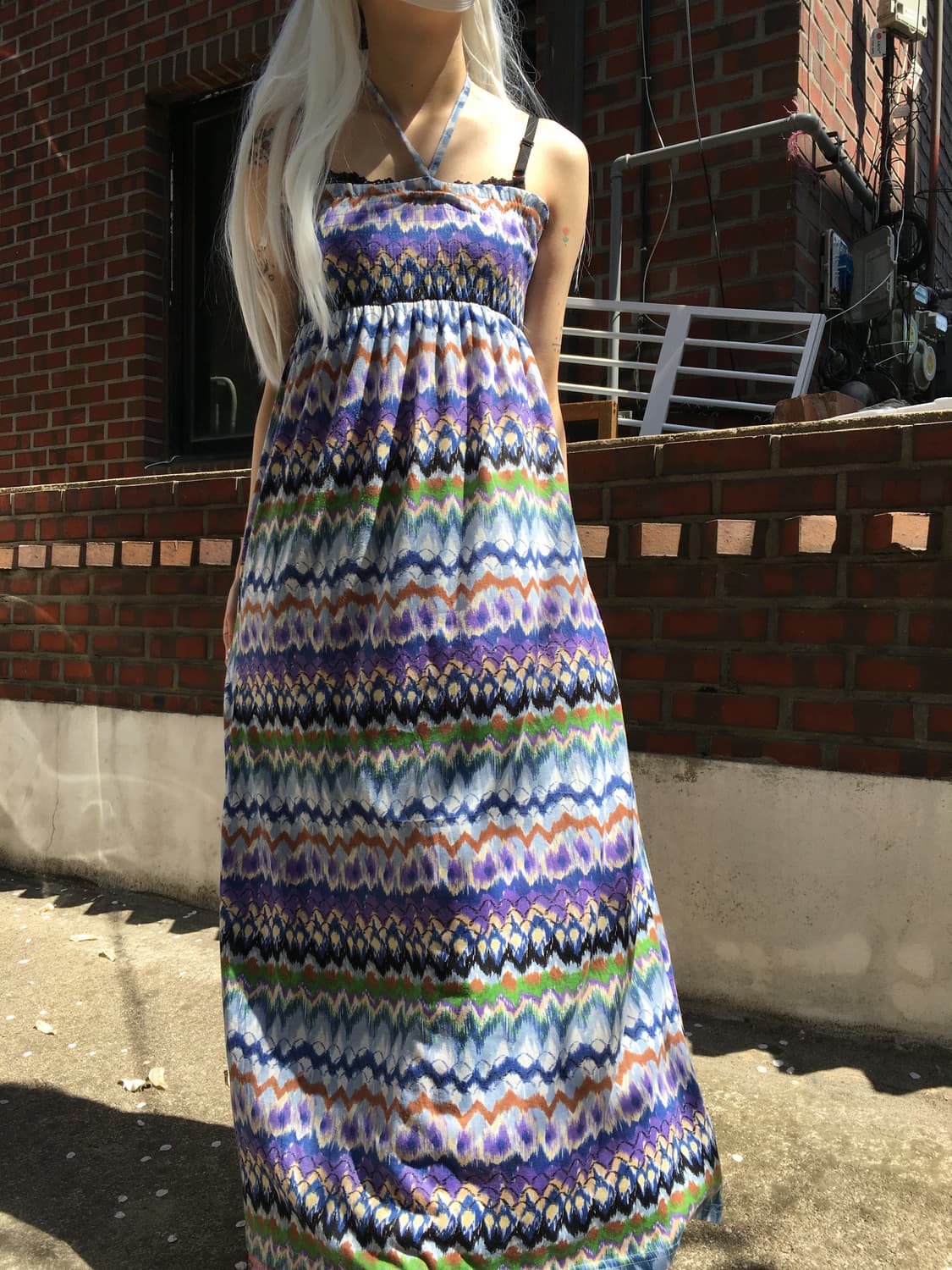 퍼플 지그재그 맥시 원피스 상품이미지1