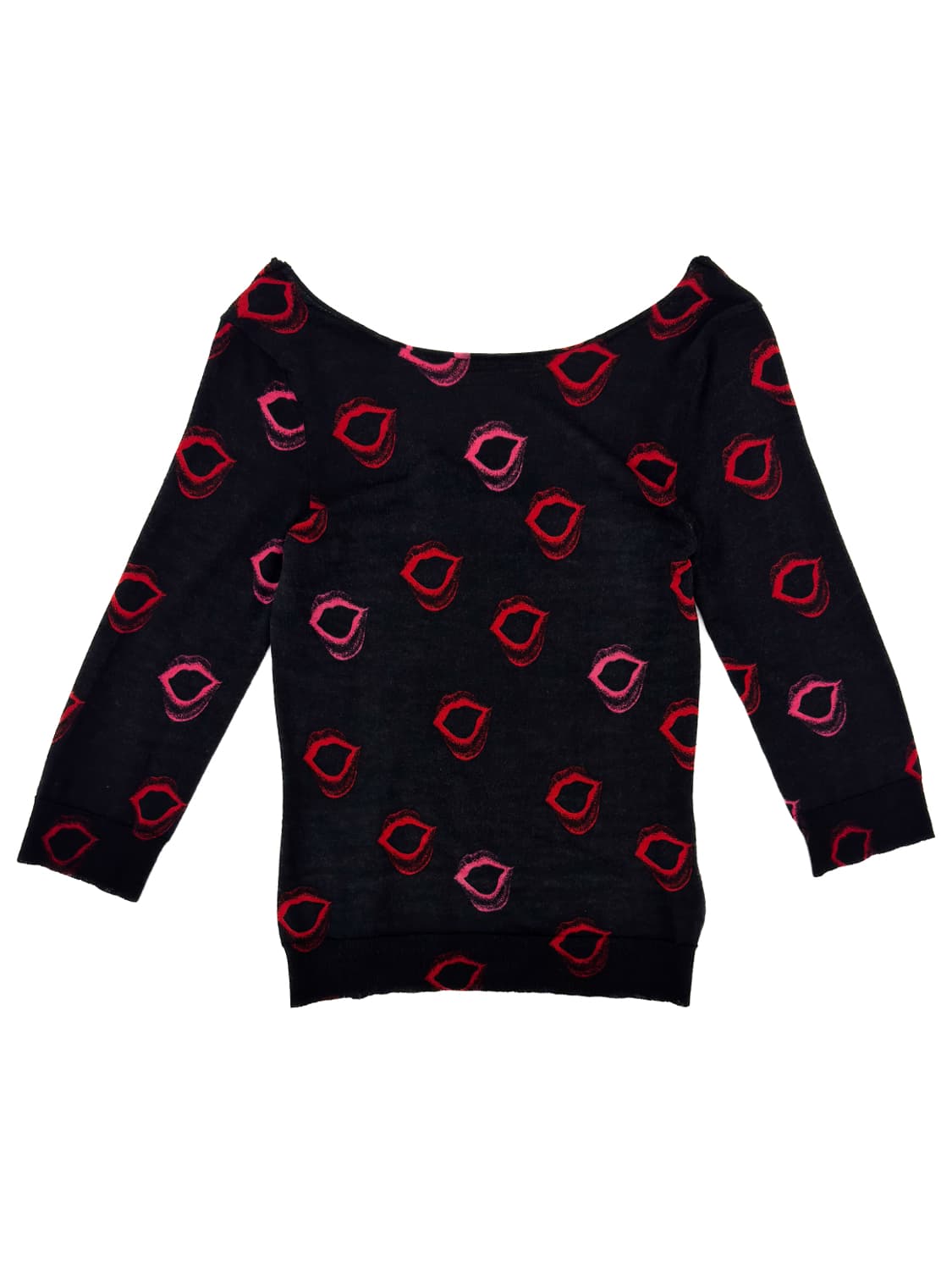 Lip Print Sheer Knit Top/ S 상품이미지1
