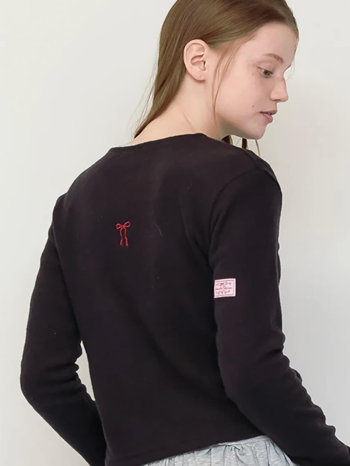 ronron RIBBON CARDIGAN BLACK 상품이미지2