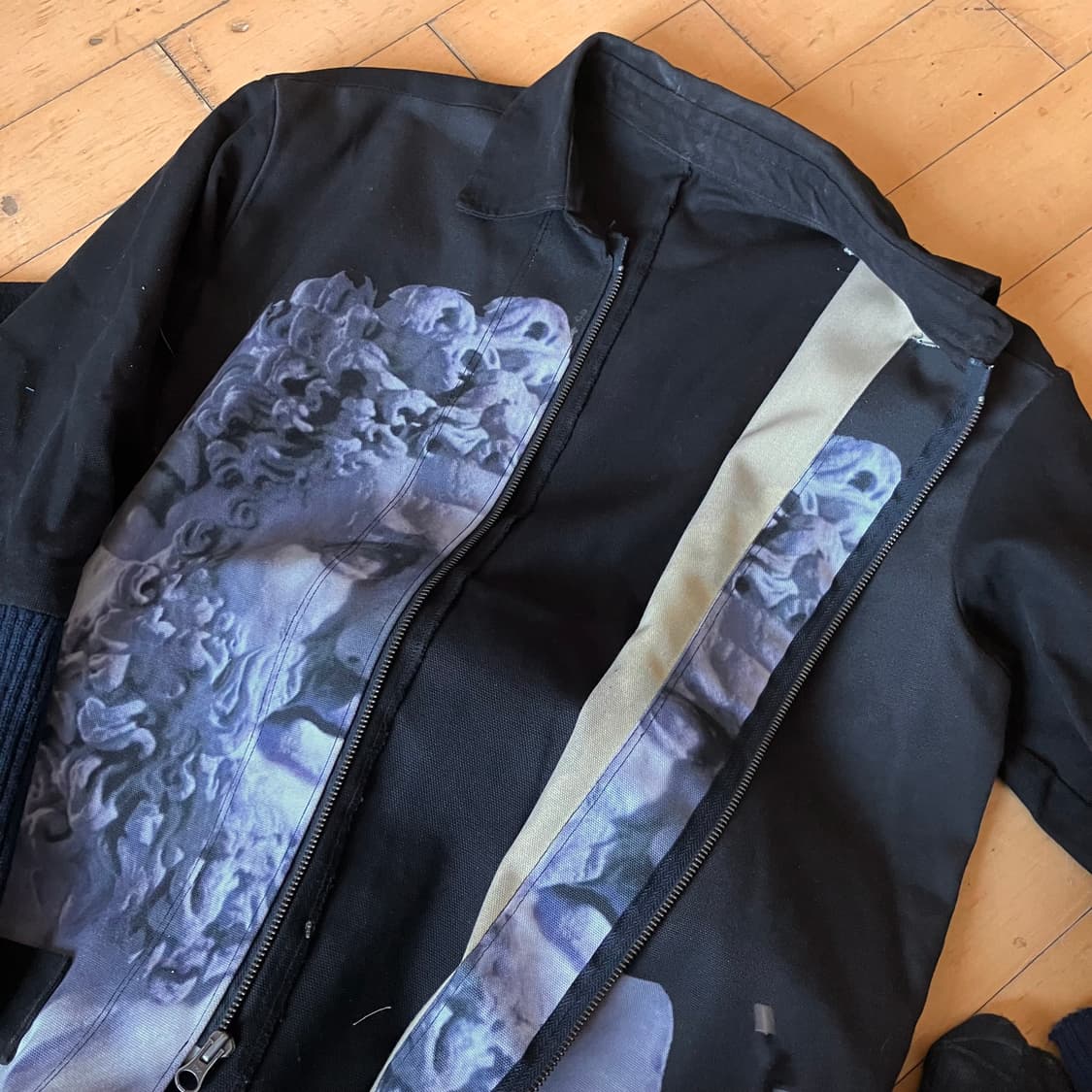 Japanese 90s 블랙 그리스 프린팅 슈퍼 롱 코트 105 상품이미지6