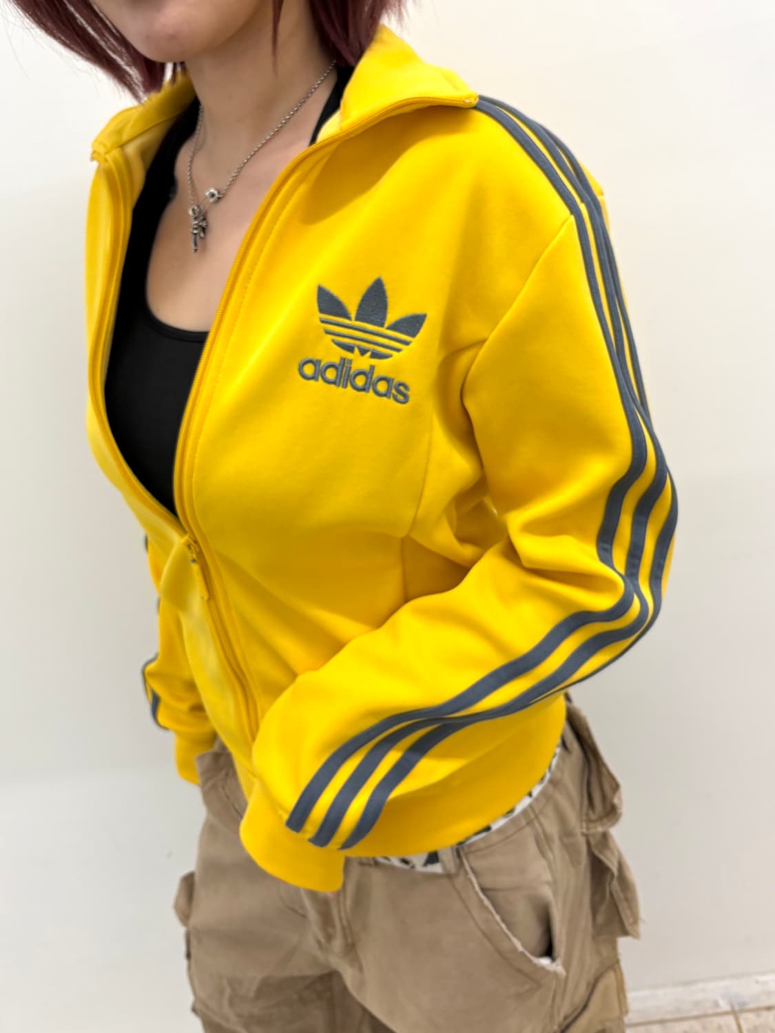 90s'Adidas 옐로우 삼선 집업 상품이미지1