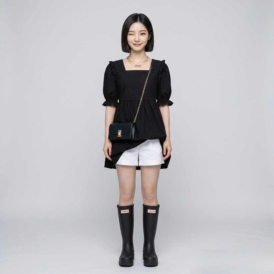 검정 면바스락 롱블라우스 상품이미지3