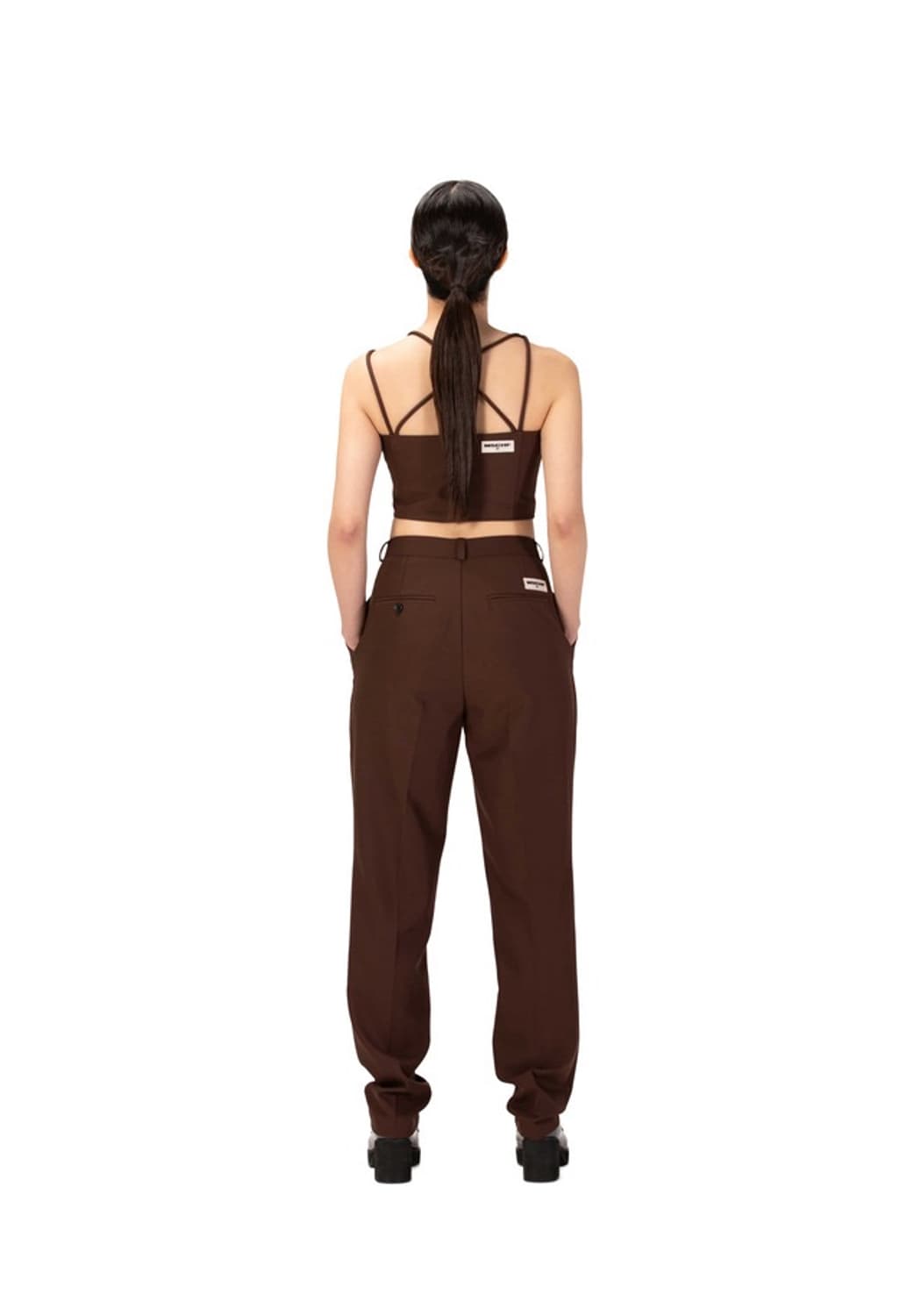 미스치프 테일러드 핀턱 슬랙스 & 탑 세트(브라운 s) 상품이미지2