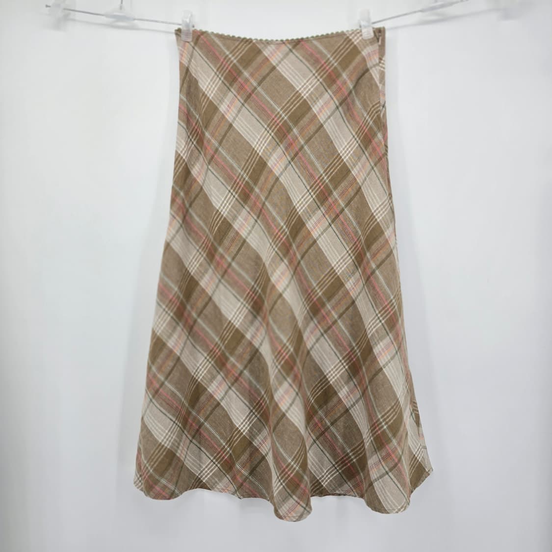 Eddie Bauer 린넨 체크 롱 내추럴 스커트 [B50533 상품이미지1