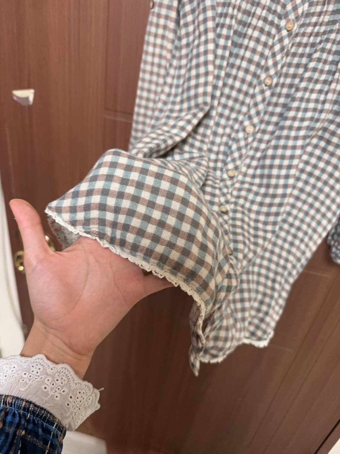 모리걸 도트 체크 레이스 상의 모음 상품이미지2