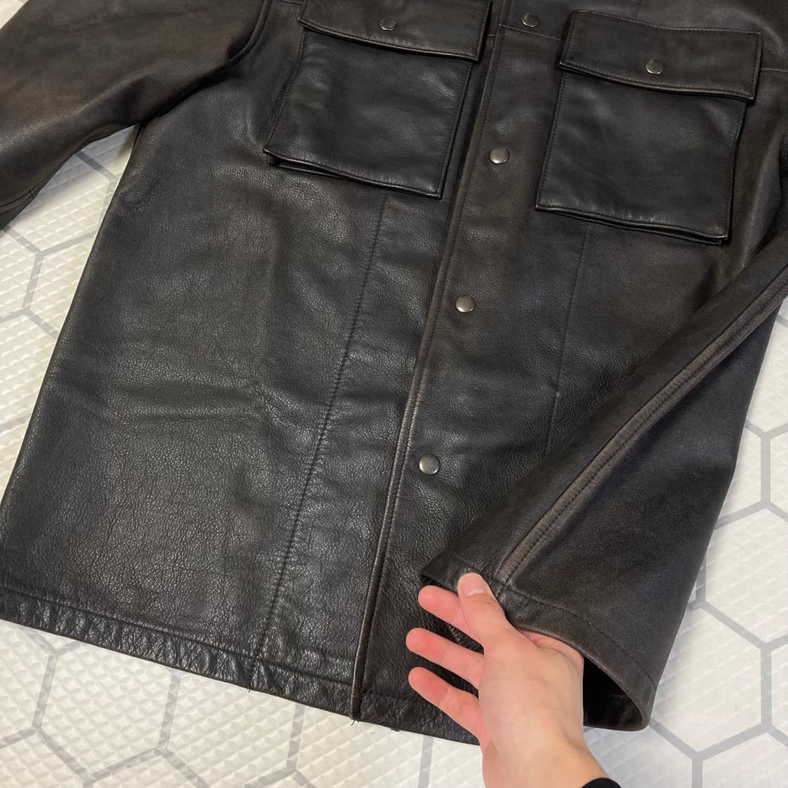 (M) 00s 갭 레더 코치자켓 다크브라운 올드갭 상품이미지3