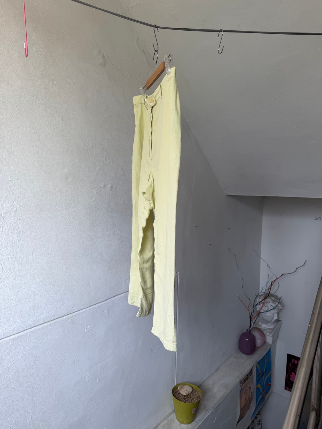 리넨 레몬그라스 컬러 스트레이트핏 팬츠 상품이미지4