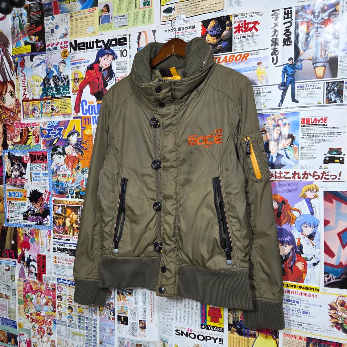 빈티지 카키 하이넥 누빔 항공 점퍼 상품이미지2