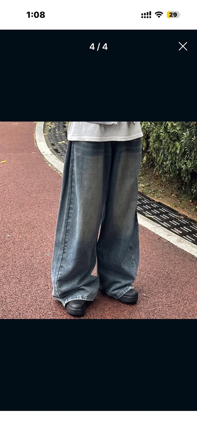 새상품 와이드 벌룬핏 데님 팬츠 진청L 상품이미지1