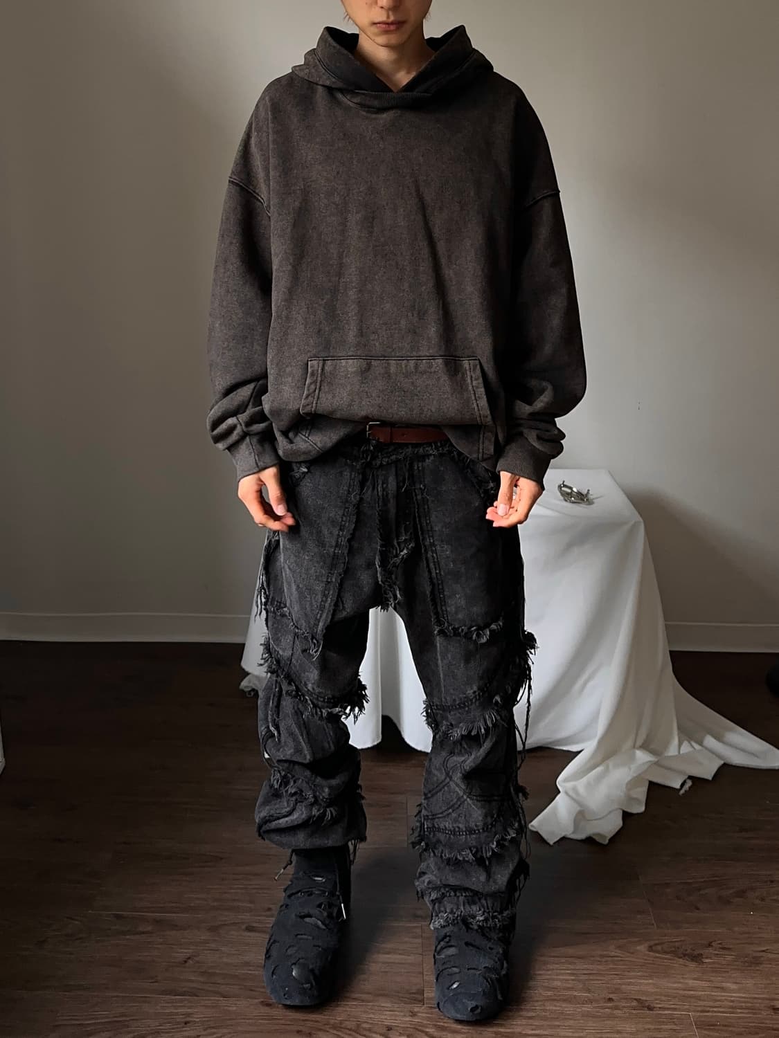 Gateless 더블 셔링 피그먼트 워시드 후드 상품이미지5