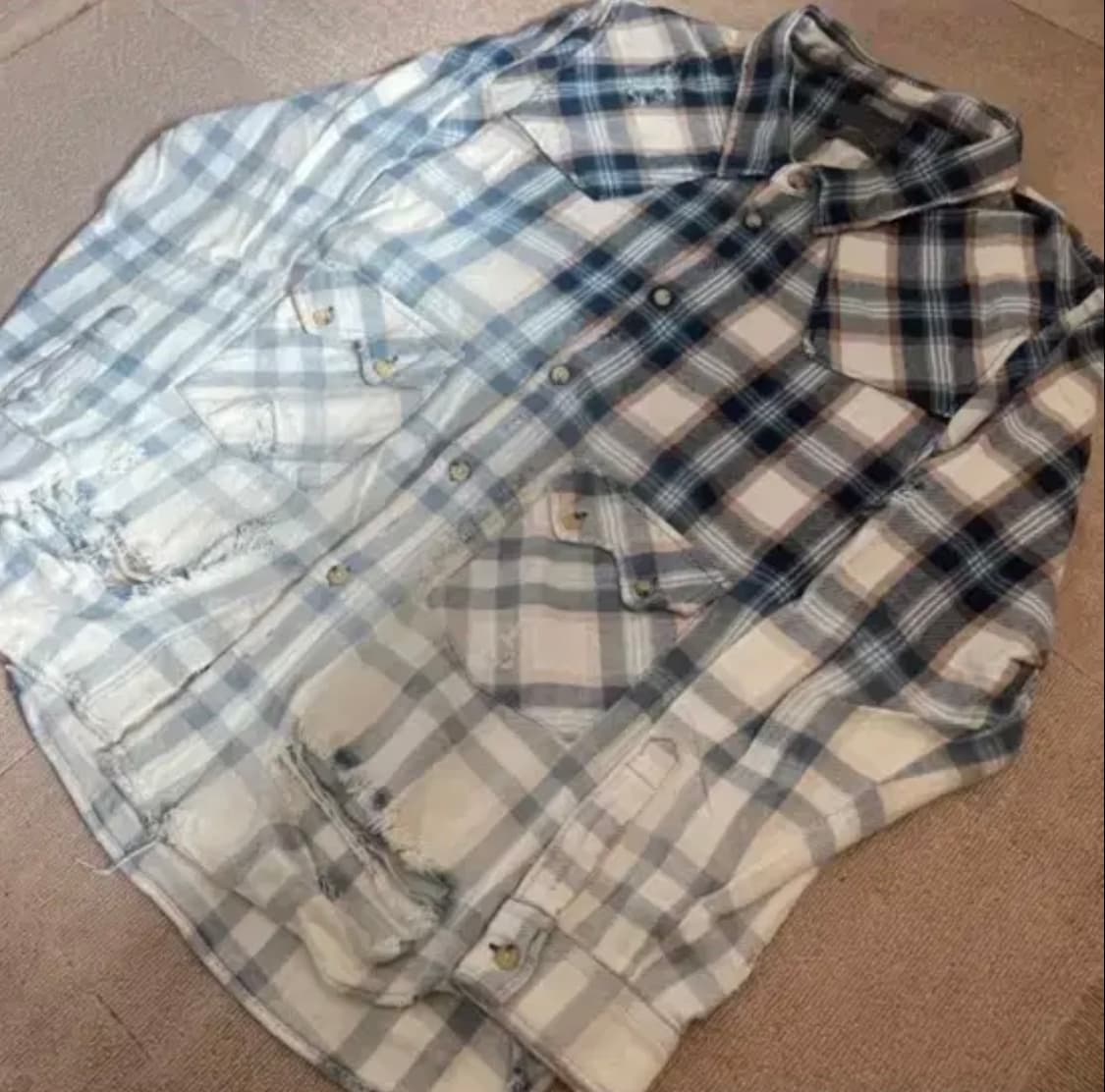 [ZARA] 생로랑맛 표백 그라데이션 데미지 플란넬 셔츠 상품이미지2