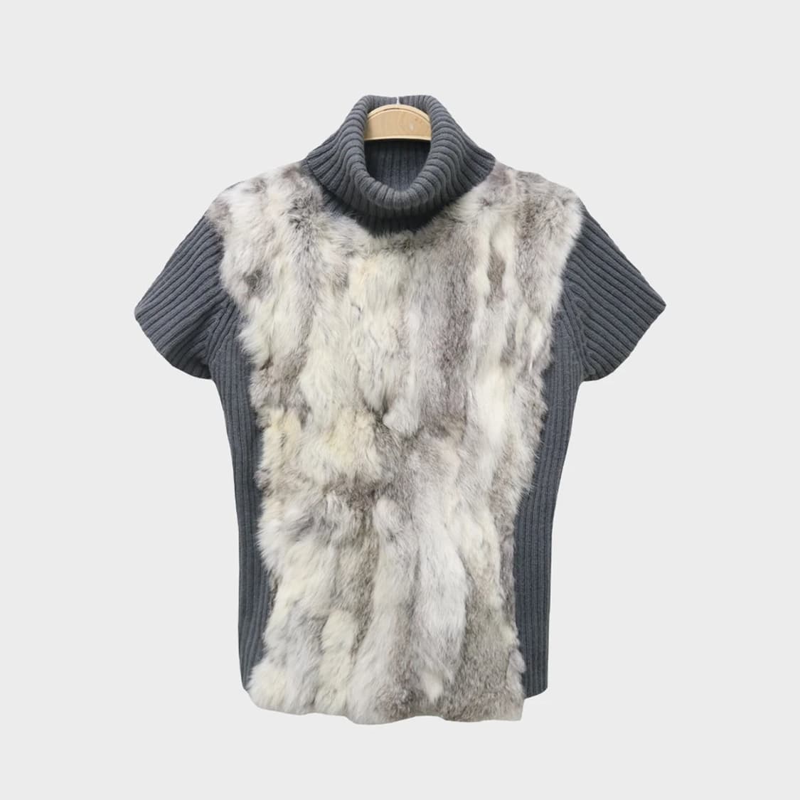 PANACEA RABBIT FUR 터틀넥 반팔 울 니트 63222 상품이미지1