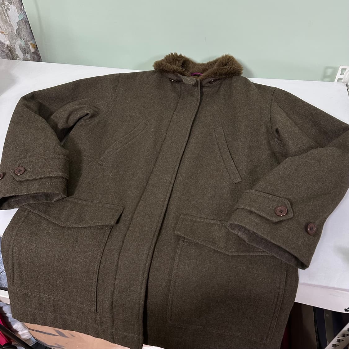 M 95 폴스미스 밀리터리카키 라쿤카라 울 야상자켓 상품이미지1