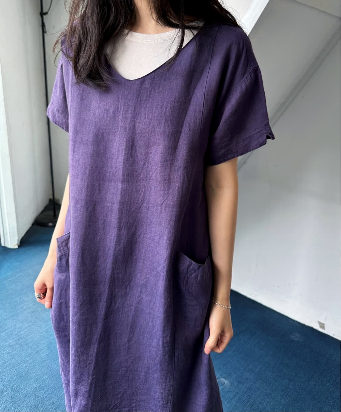 Linen wide design onepiece 상품이미지2