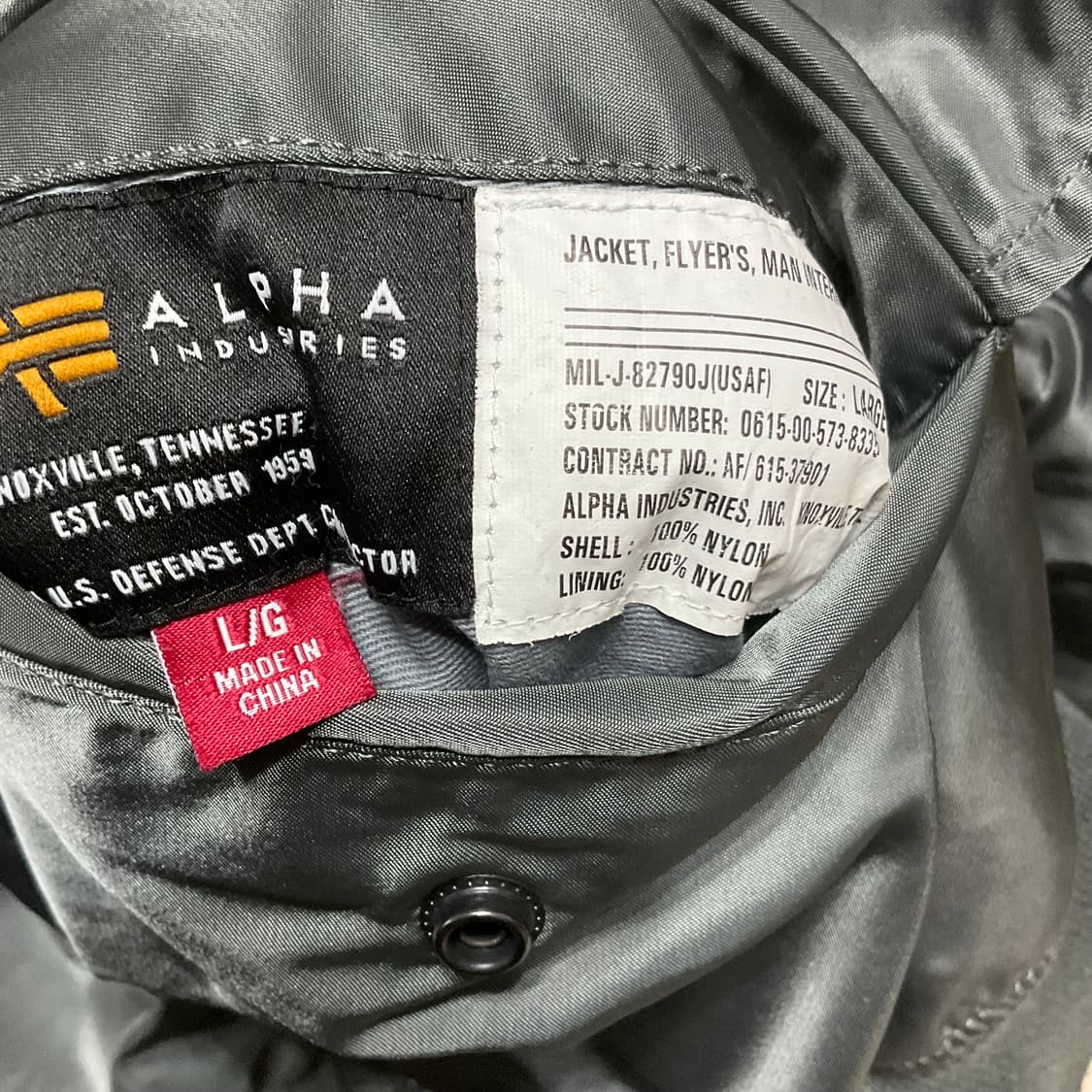 알파인더스트리 MA1 자켓 건메탈 L 상품이미지7