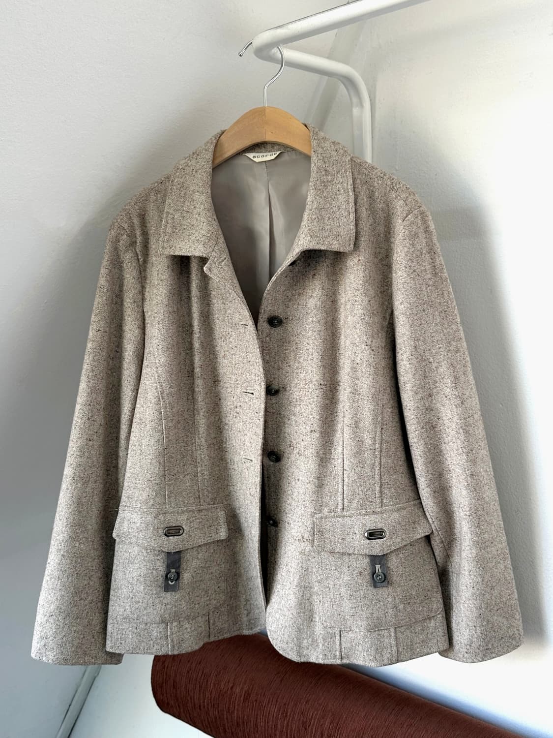 Tweed fabric single collar design jacket 상품이미지1