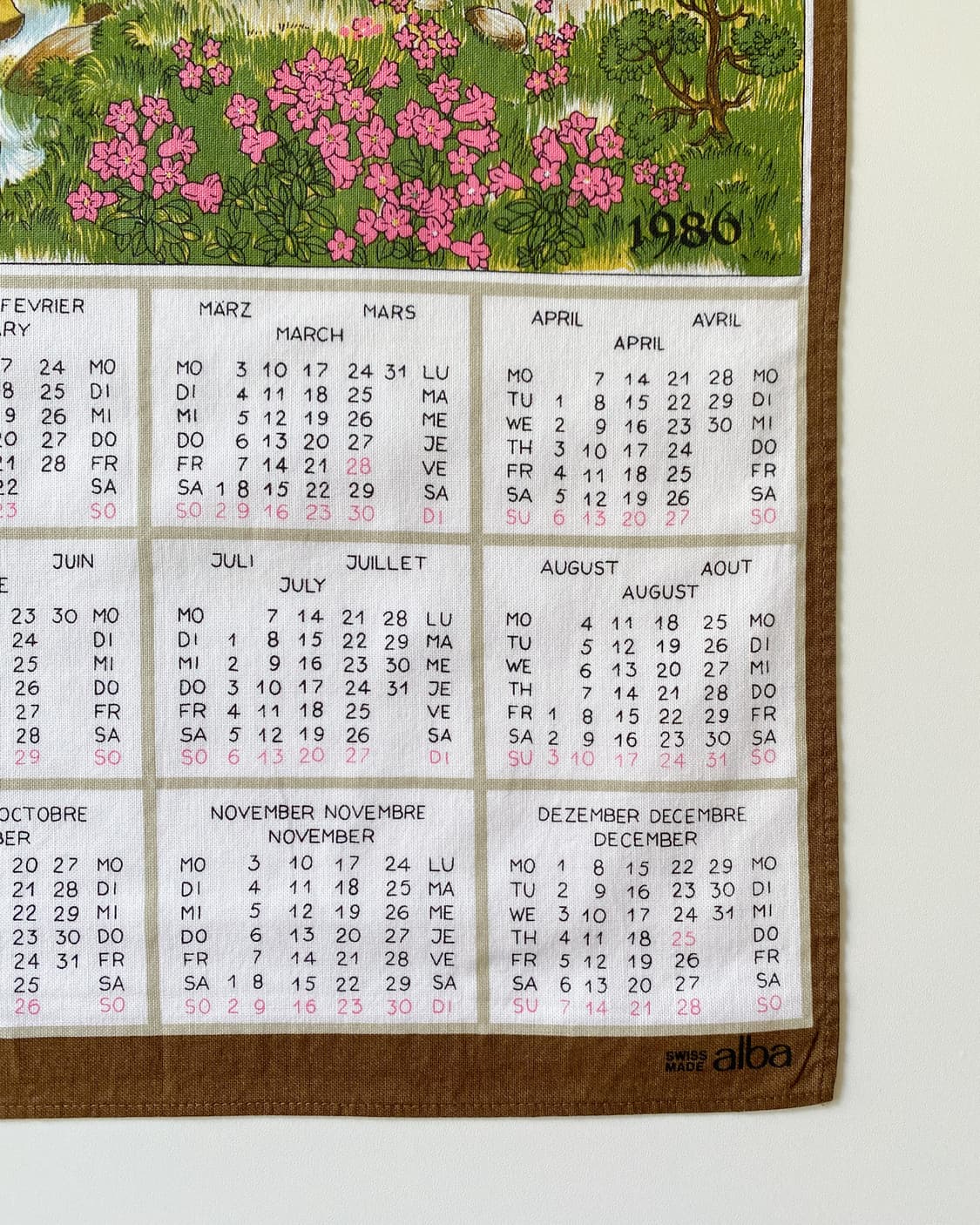 유럽 빈티지 캘린더 패브릭 (1986) 상품이미지7