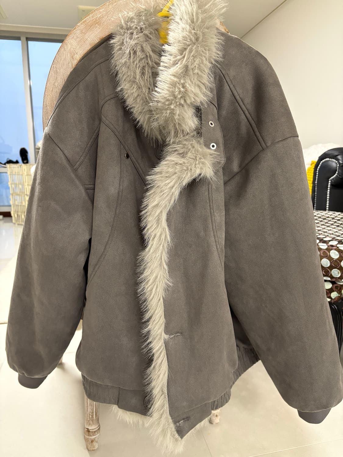 원더원더 하이넥 누빔 퍼 스웨이드 무스탕 상품이미지3