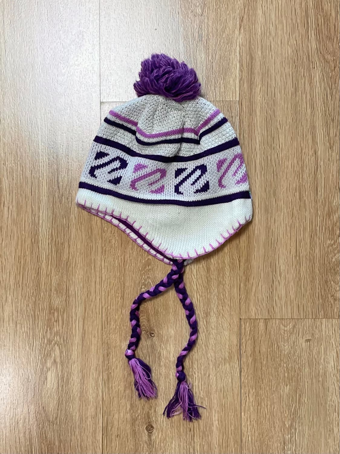 국내 유일 Made JP 빈티지 패턴 울 니트 귀달이 이어플랩 비니 모자 상품이미지1