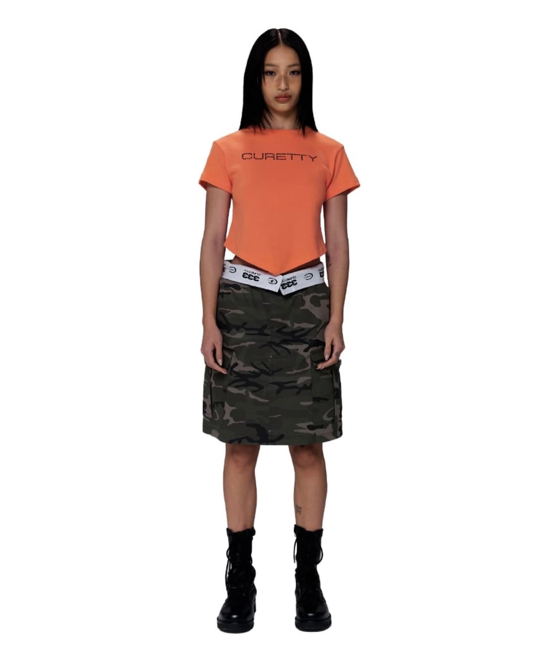 큐리티  CAMO MIDI CARGO SKIRT_KHAKI 상품이미지1