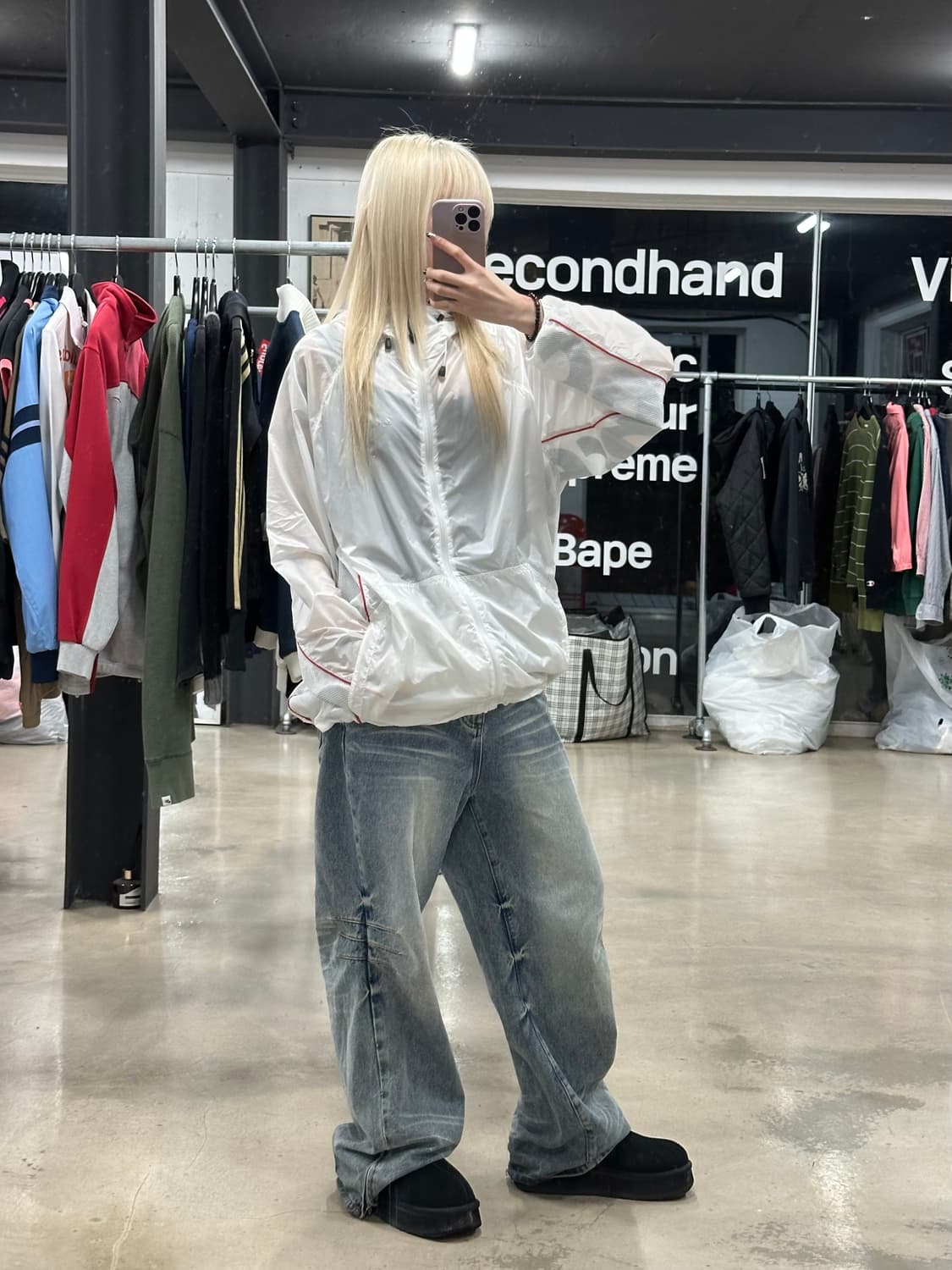 슈프림 립스탑 후드 윈드쉘 화이트 22SS 상품이미지3