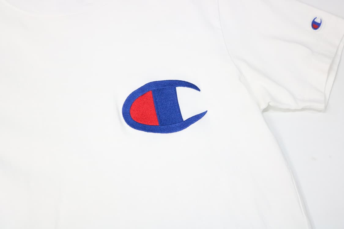 챔피온 빅로고 조각보 하단 탭 화이트 반팔티셔츠 (S) 상품이미지4