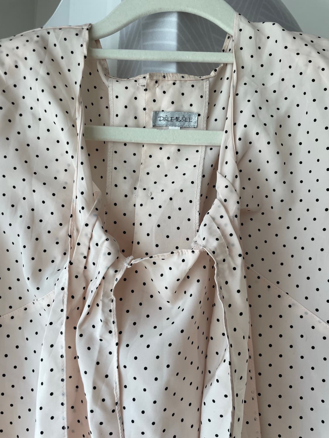 빈브로 모리걸 하객룩 라떼갸루 도트리본블라우스 상품이미지7