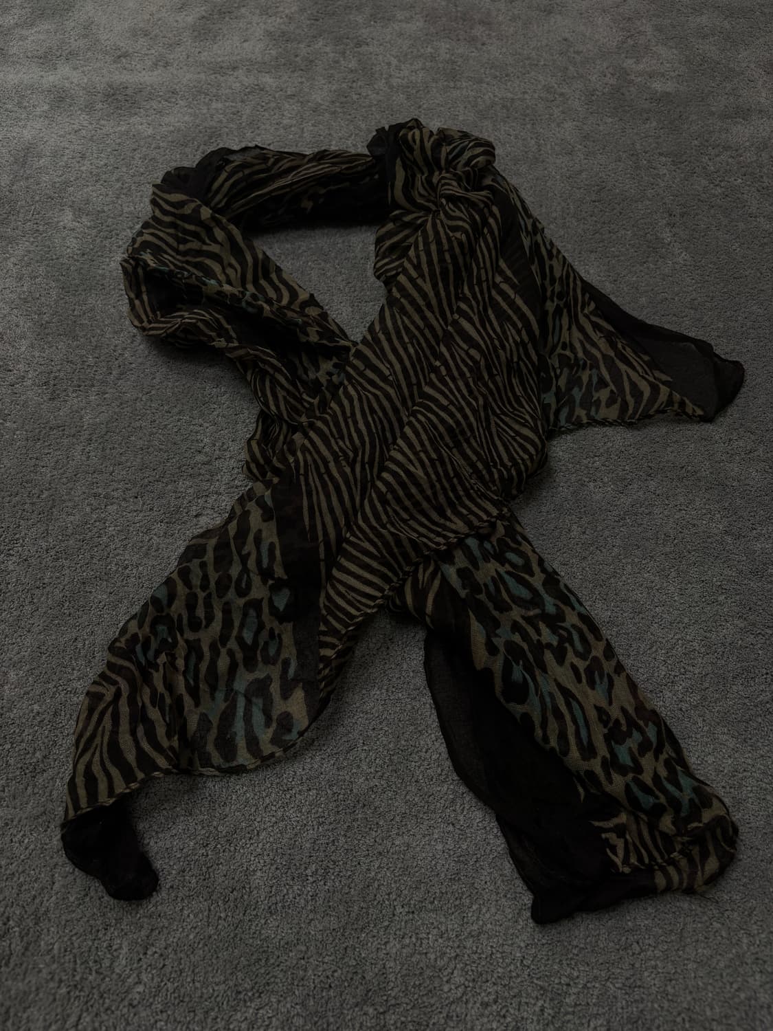 Vintage v-kei punk mood leopard scarf 상품이미지3