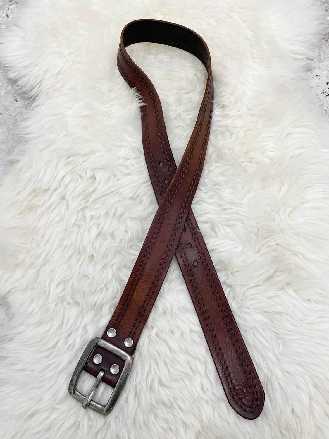 리얼레더 스티치 펀칭 버클 벨트 상품이미지1