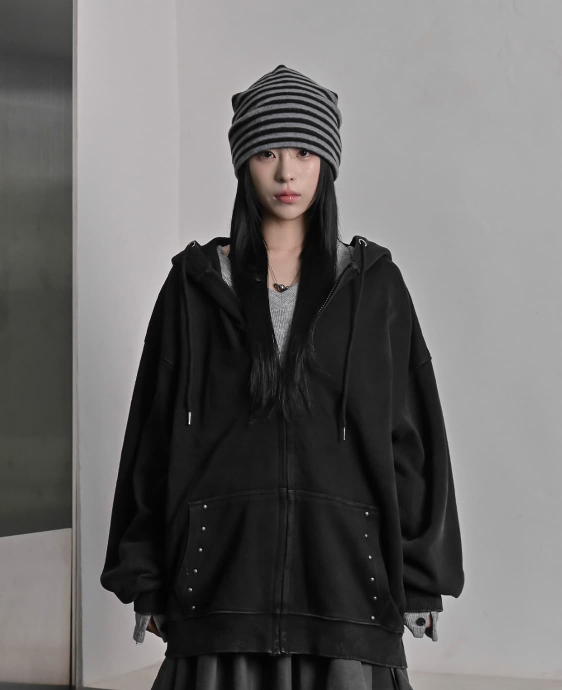 스터드 워싱 후드집업  상품이미지1