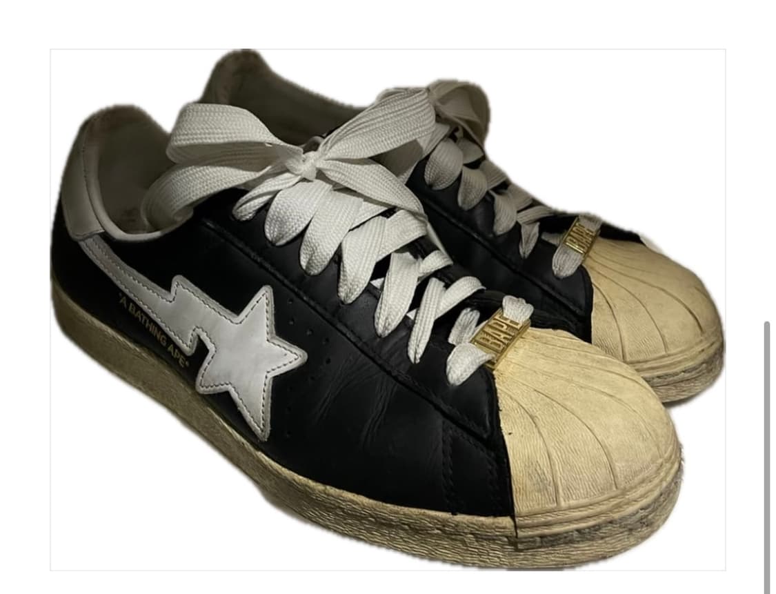 아디다스 x 베이프 슈퍼스타 80s 코어 블랙 오프 화이트 상품이미지1