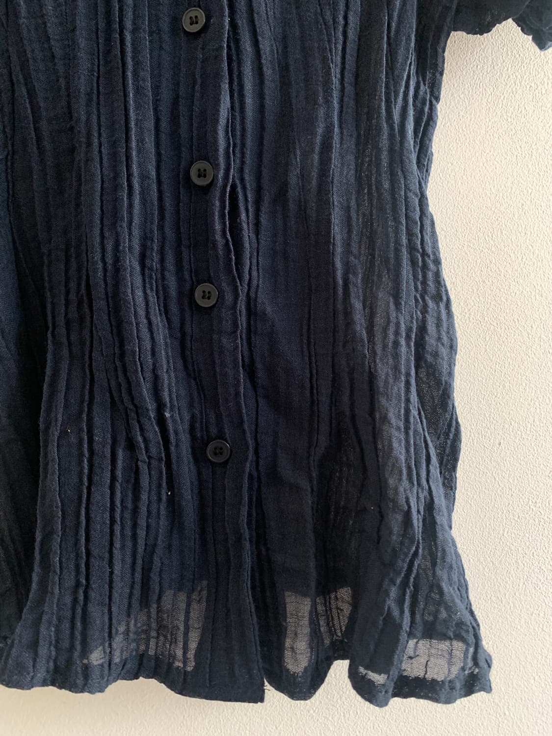 Collar shirts pleats blouse(navy) 상품이미지4
