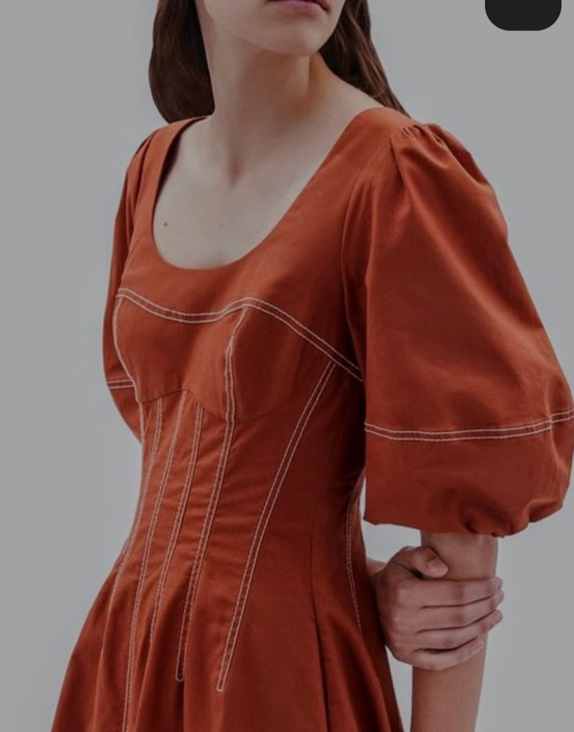 린넨 100% 코르셋 디테일 스티치 원피스 M 상품이미지6