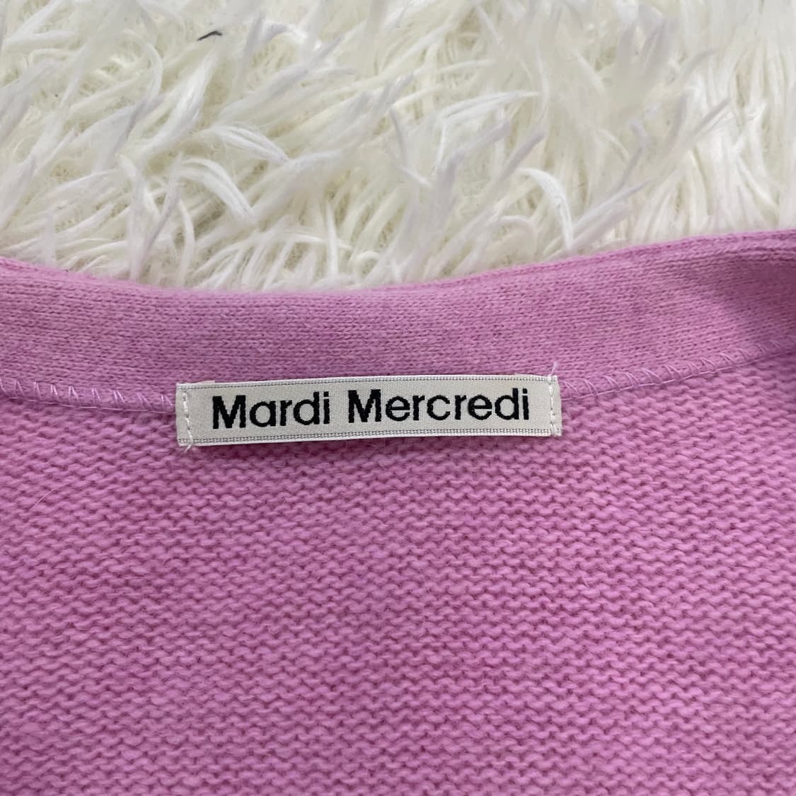 마르디메크르디 라쿤 블렌디드 브이넥 가디건 니트 핑크 블루 상품이미지4