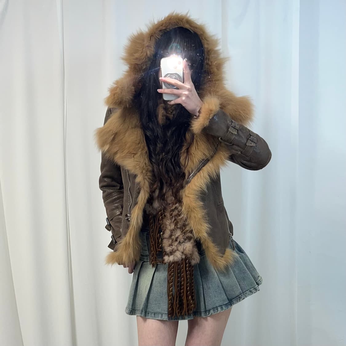 폭스 퍼 후디 무스탕 상품이미지1