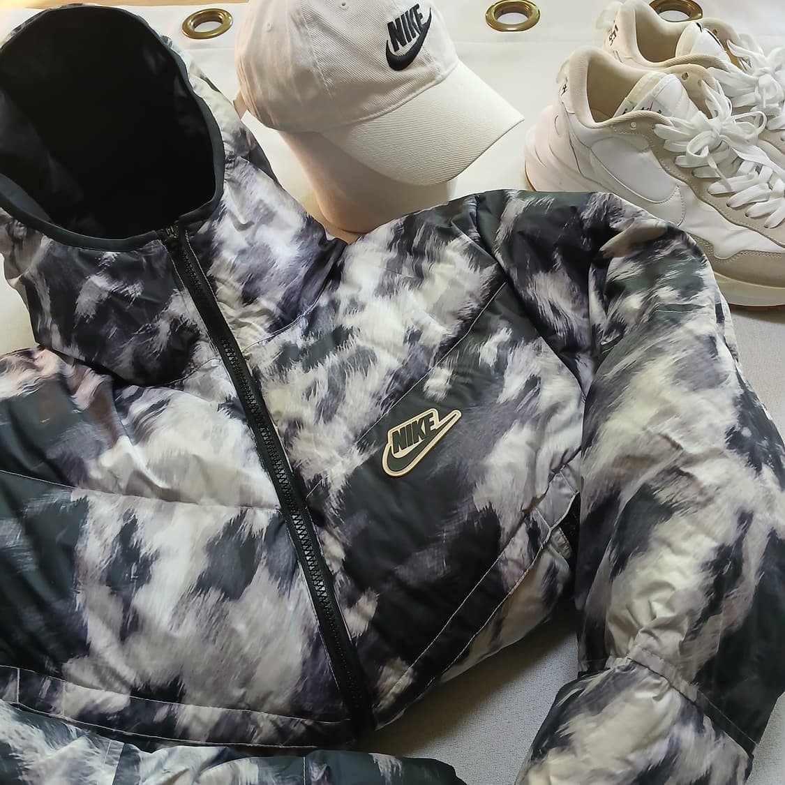 Nike 나이키 윈드러너 패딩 덕다운 화이트카모 투웨이 자켓 상품이미지1