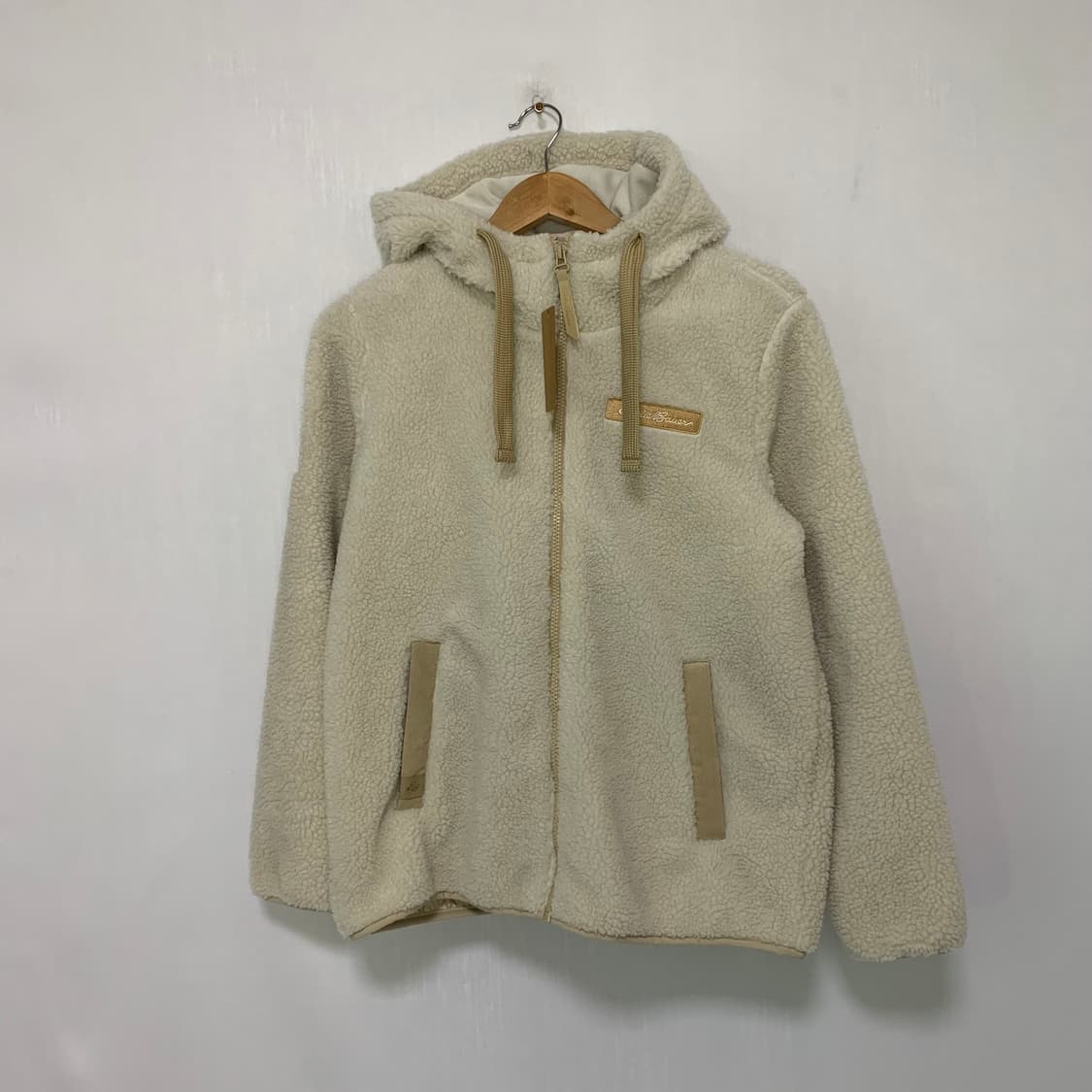 에디바우어 빈티지 아이보리 양털 후리스 후드집업 M 여성 상품이미지1