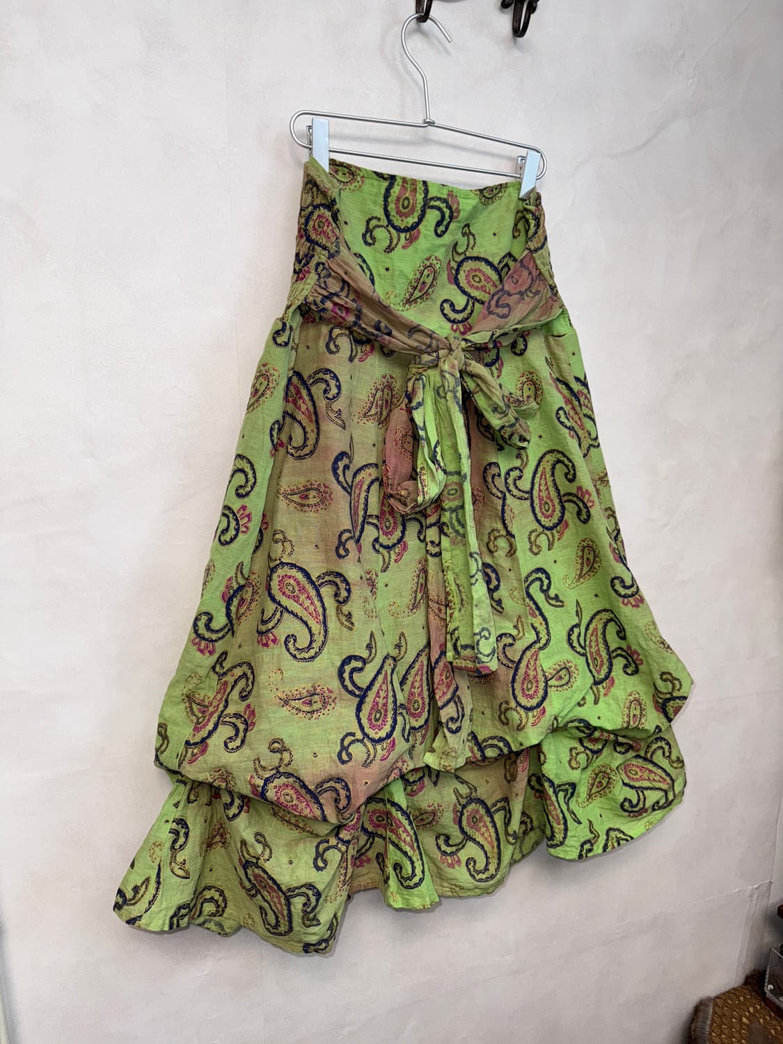 Pink green paisley balloon shirring ops 상품이미지5