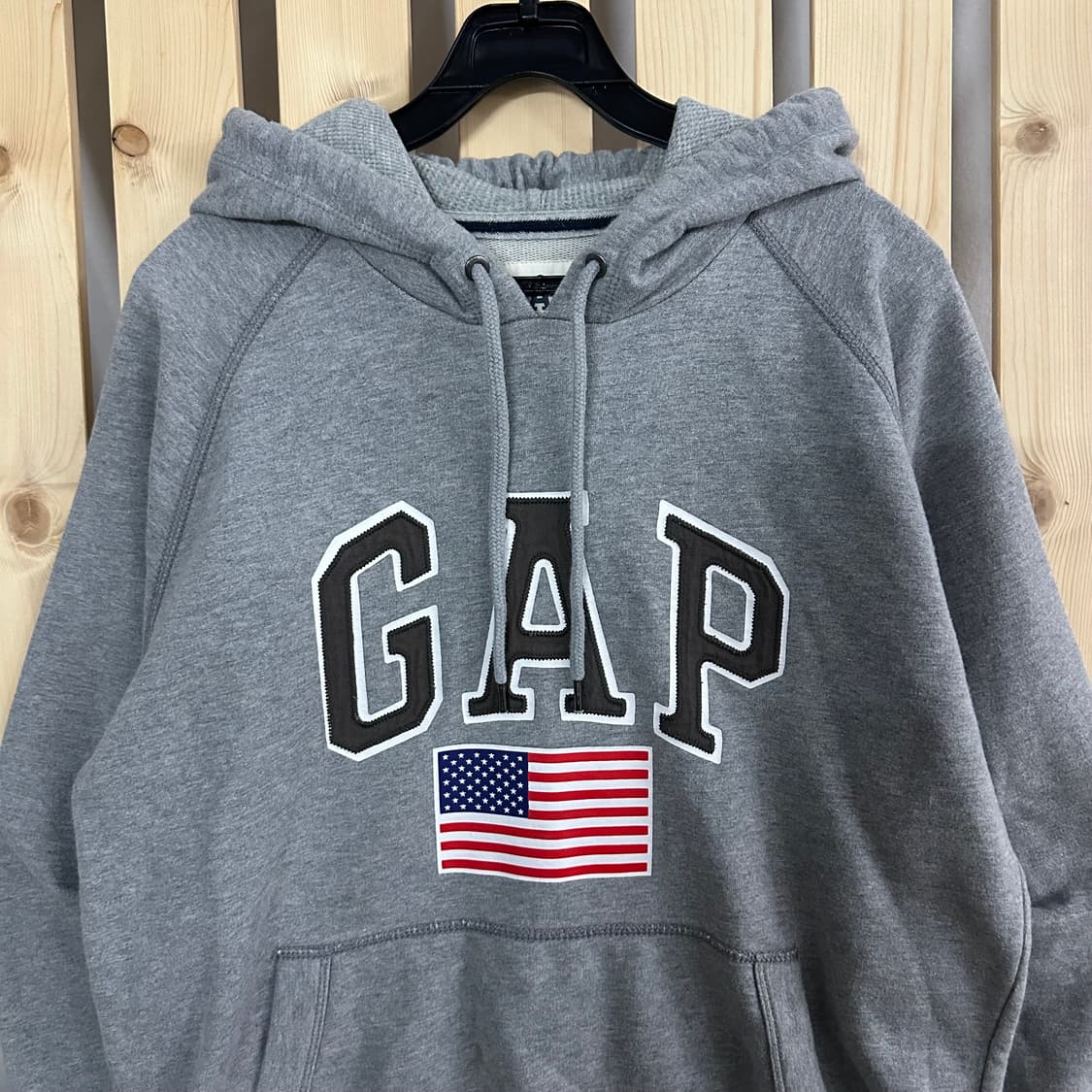 (M) GAP 갭 성조기 그레이 후드티 상품이미지3
