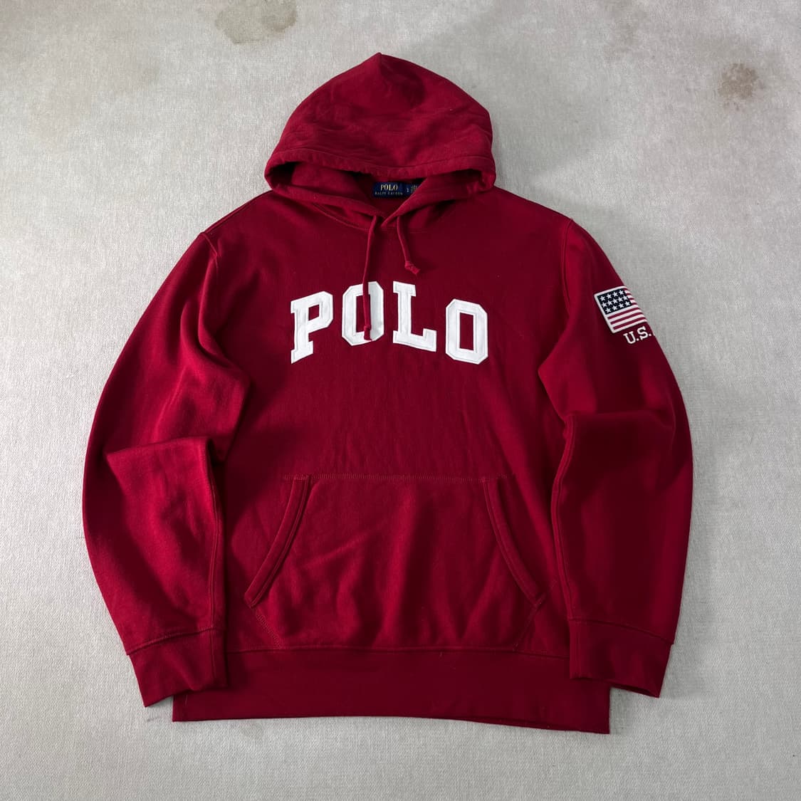 105 폴로랄프로렌 스펠아웃 성조기 버건디 후드티 상품이미지1