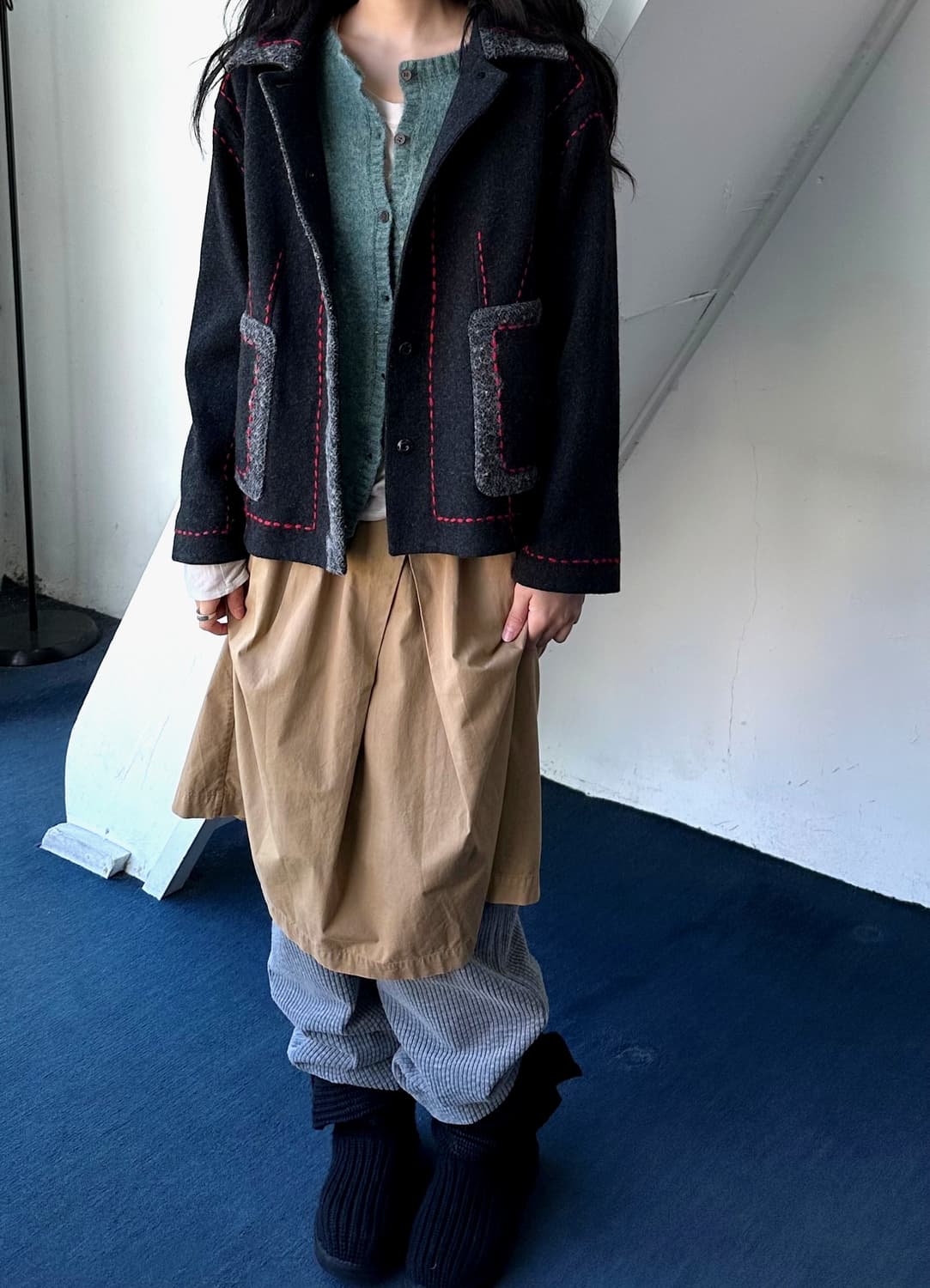 Mosser wool design stitch short coat 상품이미지6