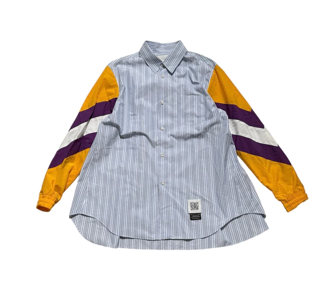 후미토 간류 22SS 콘트라스트 슬리브 스트라이프 셔츠 상품이미지1