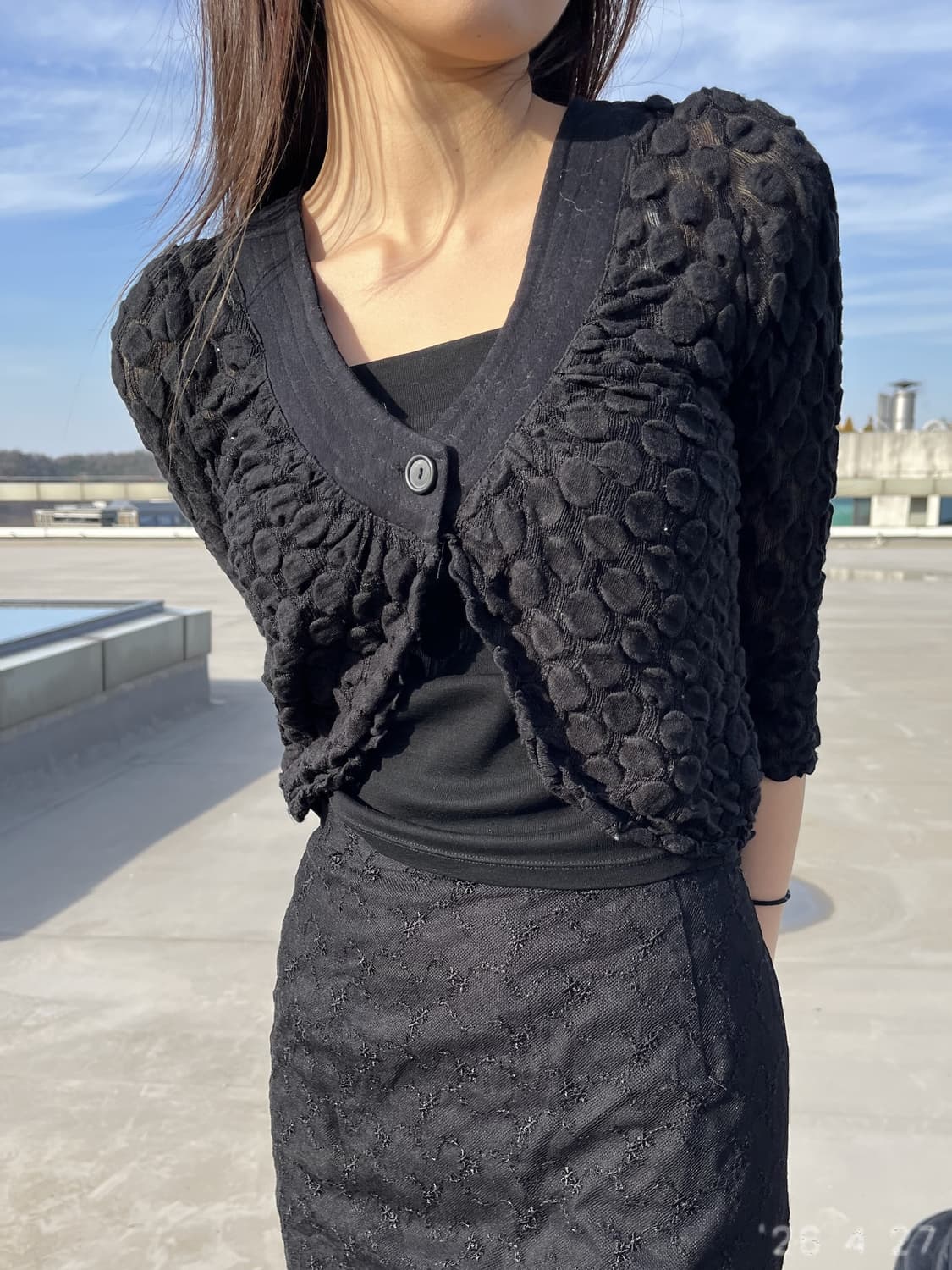 Patterned short cardigan 패턴 숏 가디건 상품이미지1