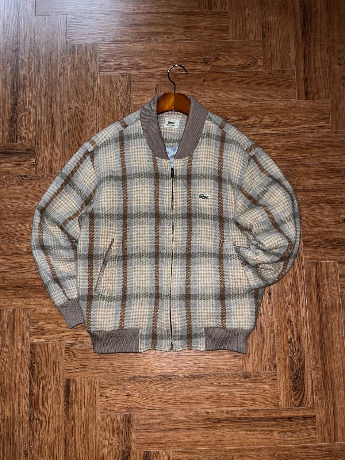 라코스테 체크 모직 블루종 상품이미지2