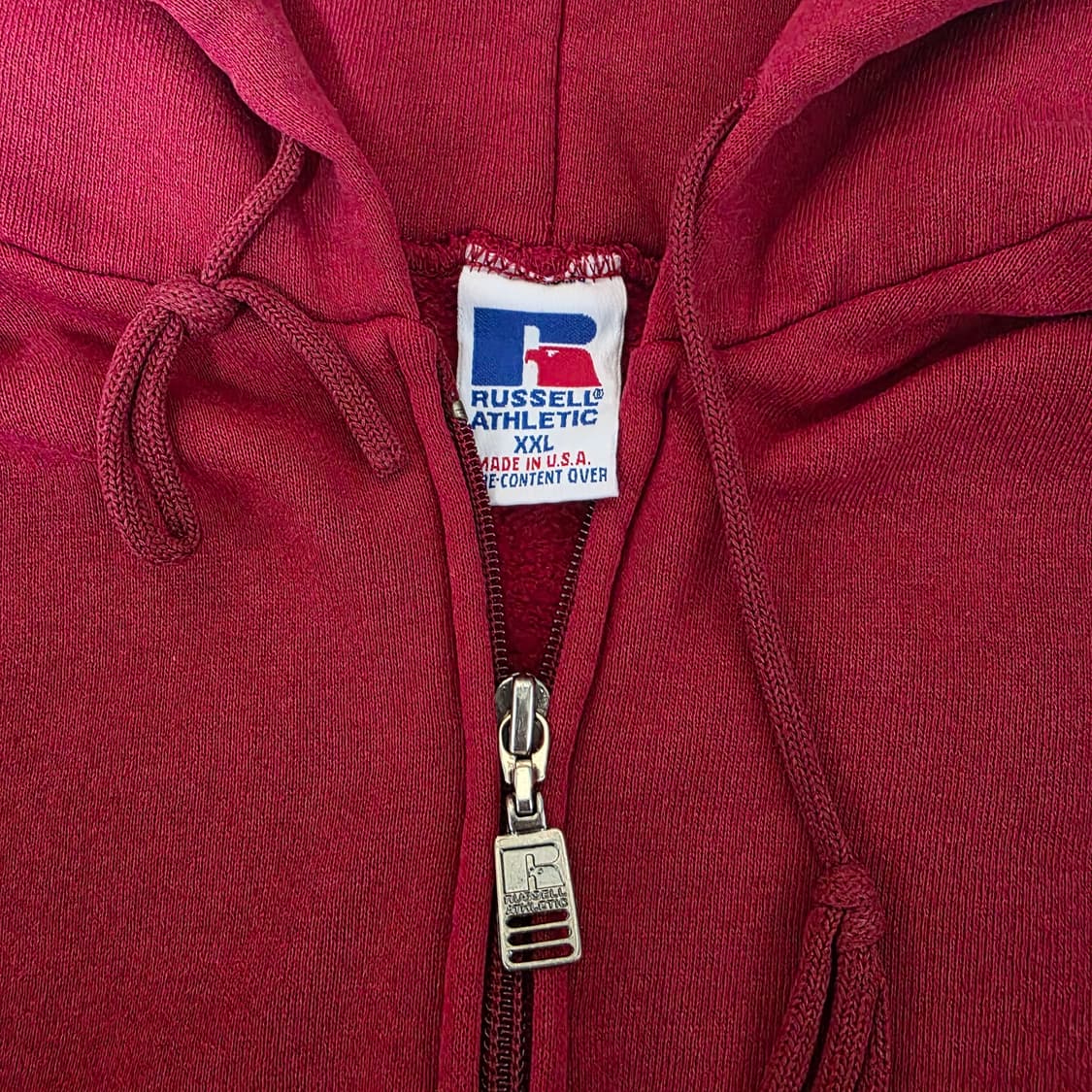 [XXL] 90s 빈티지 러셀 애슬레틱 레드 후드집업 - 라이트 페이드 상품이미지5